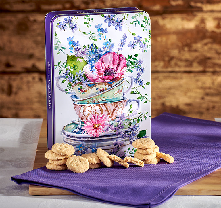 GRANDMA WILDS Summer Tea Cup Tin - Clotted Cream Shortbread