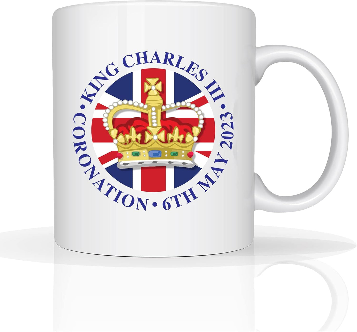 King Charles Coronation Mug - Crown on Union Jack Flag - 11oz Mug Cup Commemorative Souvenir Gift His Majesty 6th May 2023