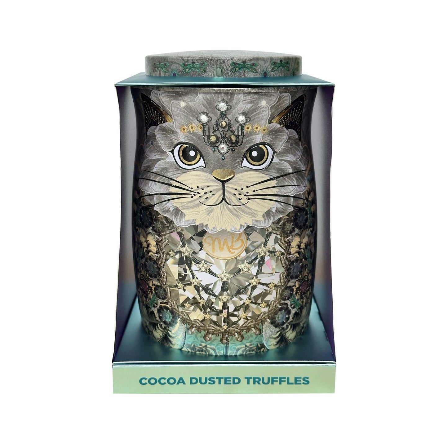 Monti Bojangles - Diamond Empress cat tin of assorted cocoa dusted truffles - 200g