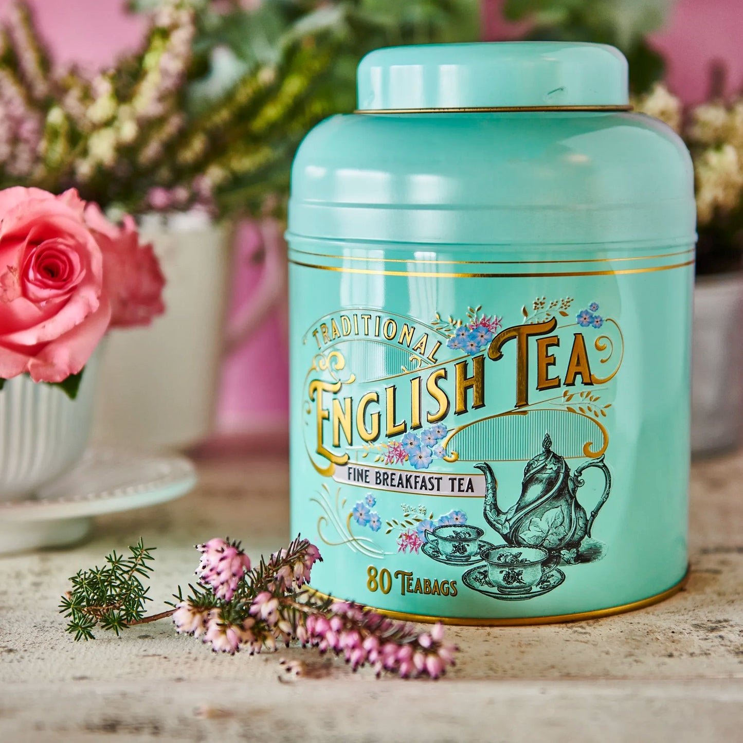 Mint Green Breakf Tea in Vintage Caddy - 80 tb