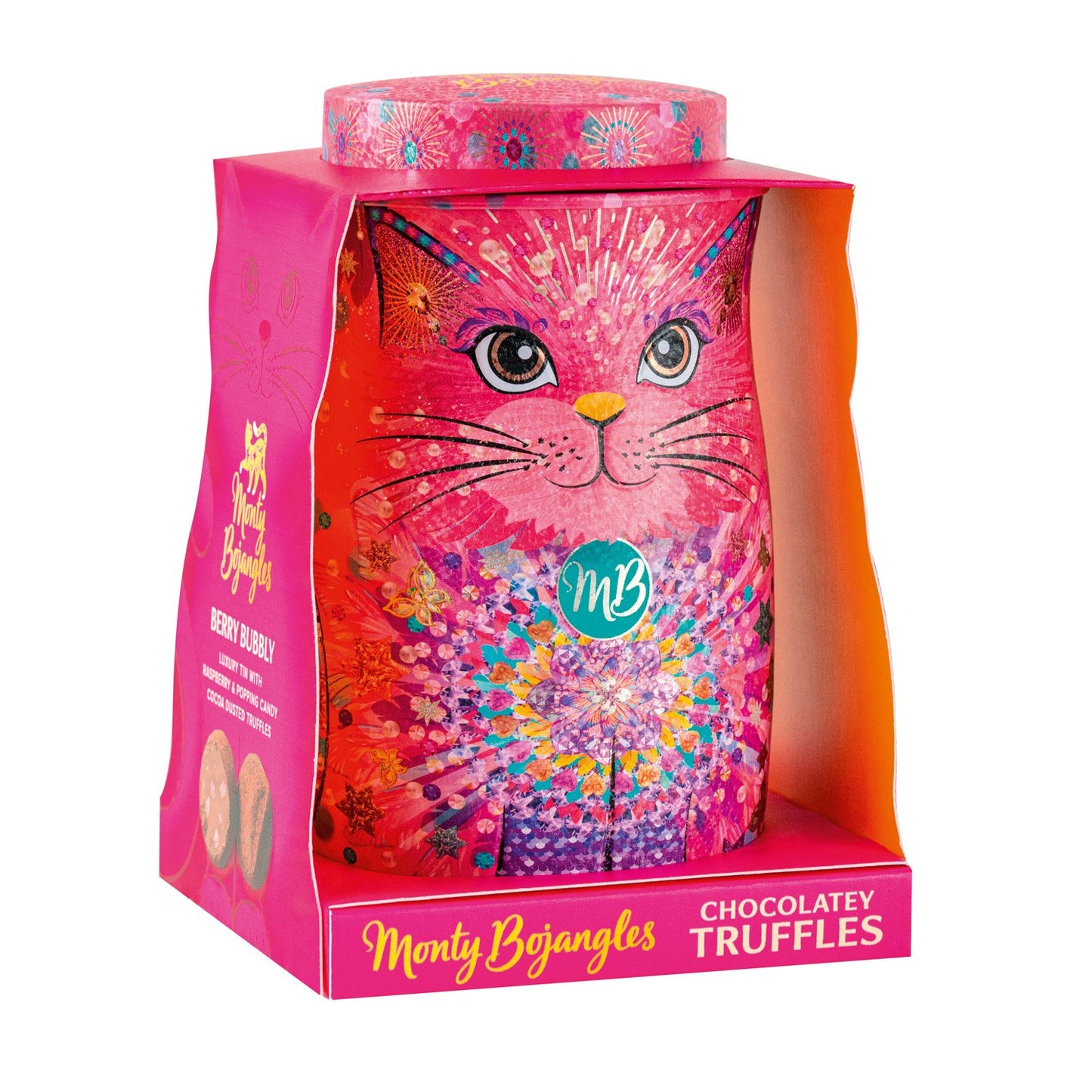 Monty Bojangles - Shimmering Starlet cat tin of berry bubbly truffles