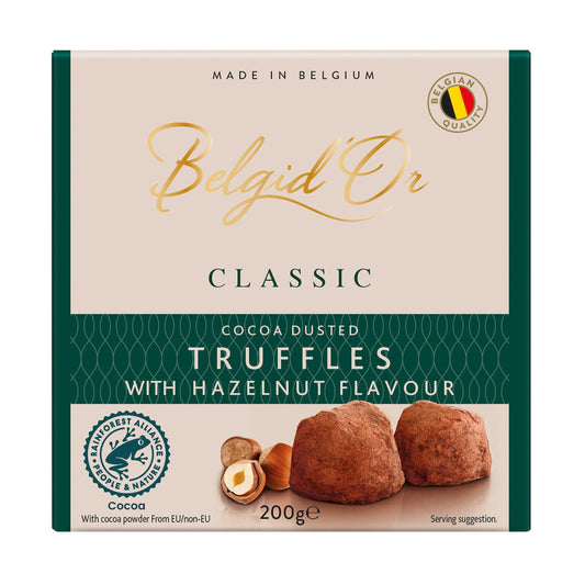 Belgian cocoa dusted truffles with hazelnut flavour