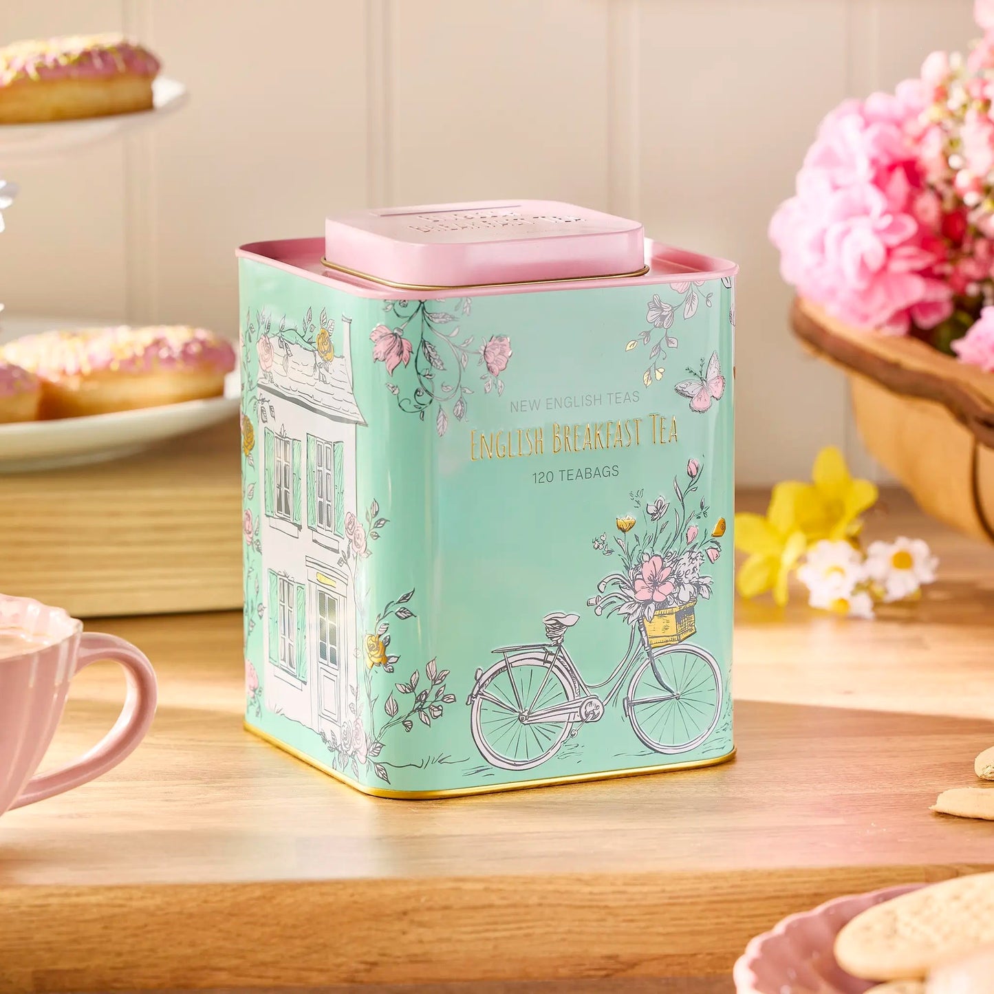 New English Teas - English Cottage - Square Tea Caddy - 120 teabags