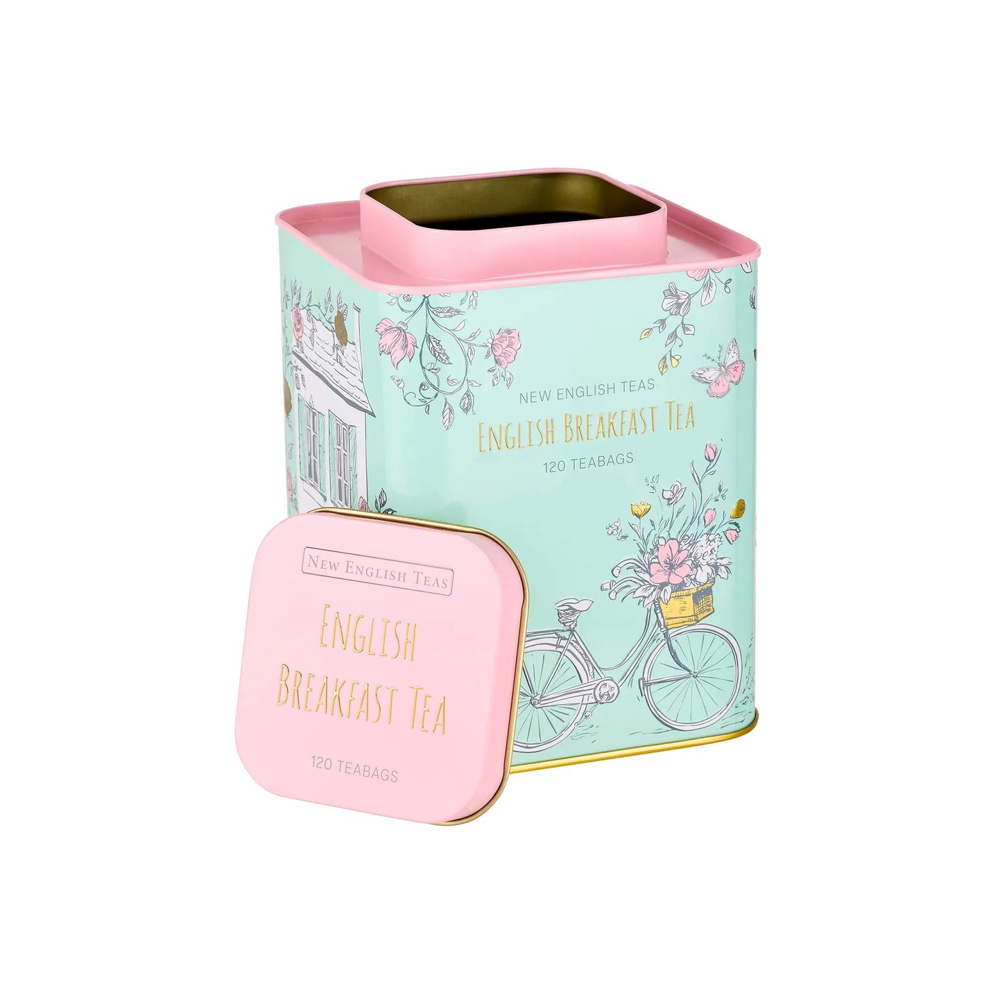 New English Teas - English Cottage - Square Tea Caddy - 120 teabags