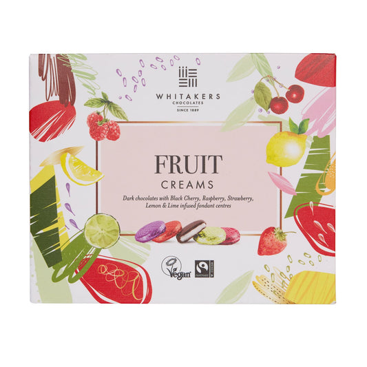Whitakers foiled dark chocolate fruit creams in carton - 200 g - Vegan
