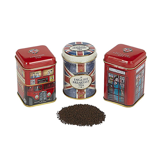 Heritage mini Tin Triple Pack breakfast and afternoon tea - Red Bus, Telephone Box and Union Jack