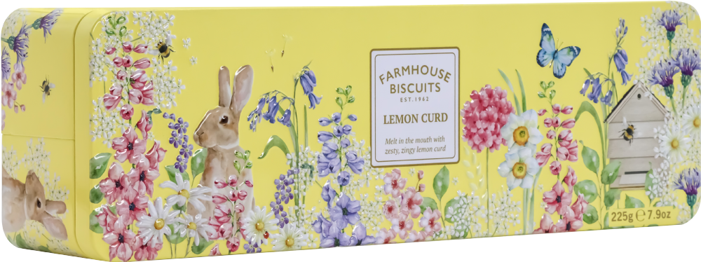 FARMHOUSE BISCUITS Lemon Curd Biscuits in English Garden Tin 225g