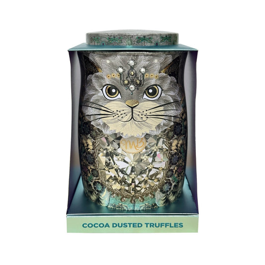 Monti Bojangles - Diamond Empress cat tin of assorted cocoa dusted truffles - 200g