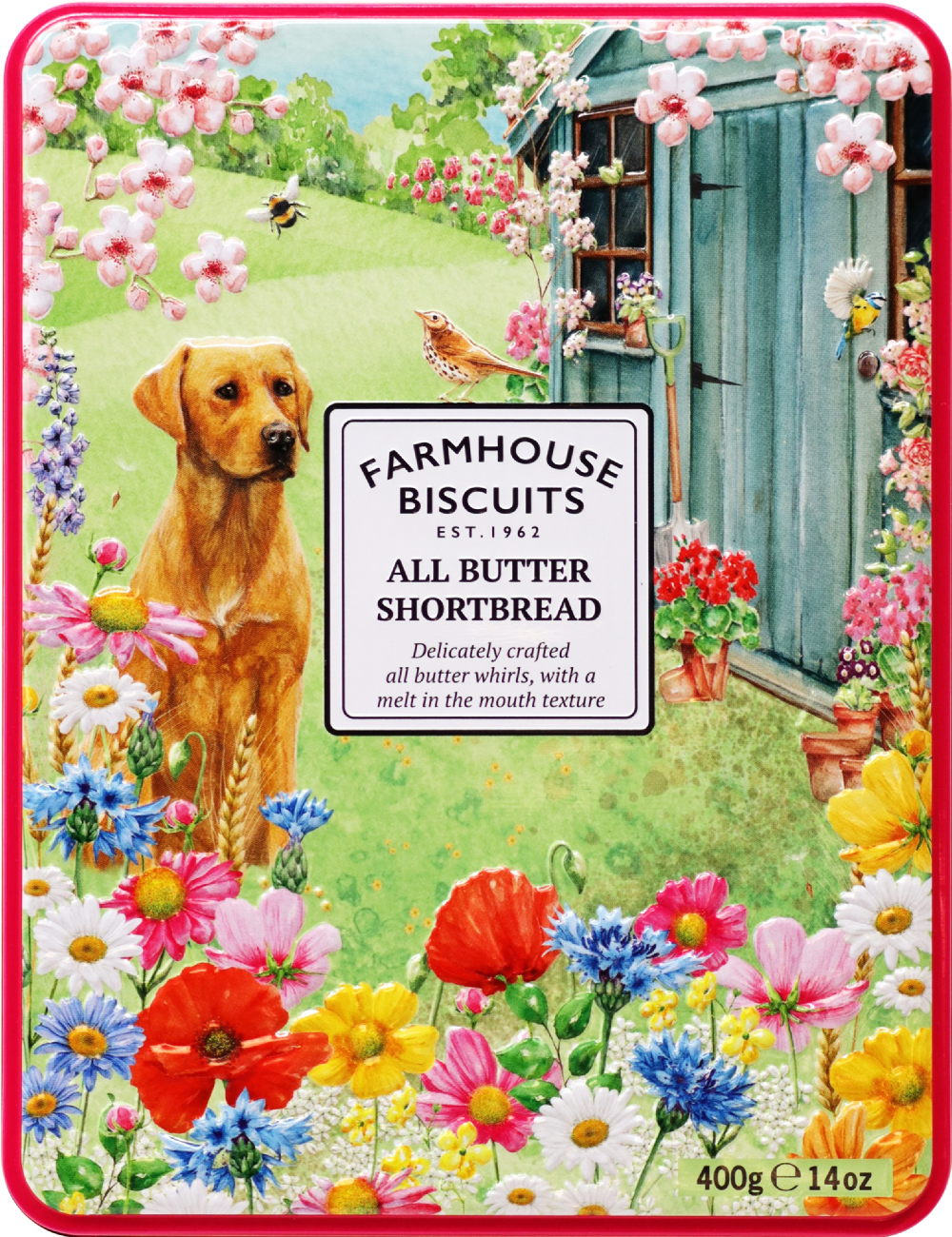 FARMHOUSE BISCUITS All Butter Shortbread in Paws & Petals Tin 400g