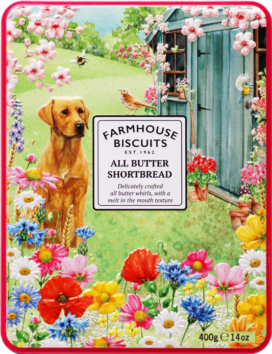 FARMHOUSE BISCUITS All Butter Shortbread in Paws & Petals Tin 400g