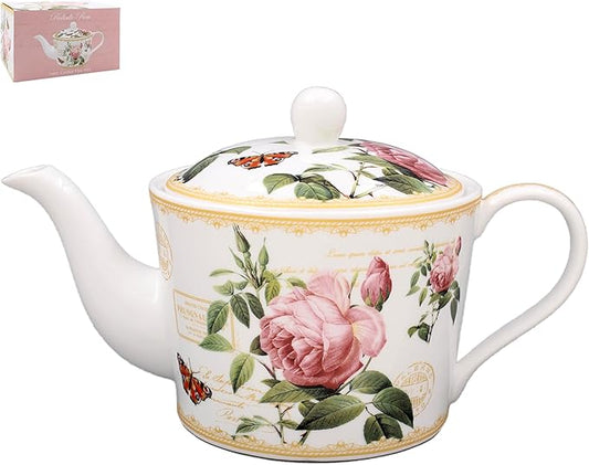 Redoute Rose Tea Pot by Pierre-Joseph Redoute