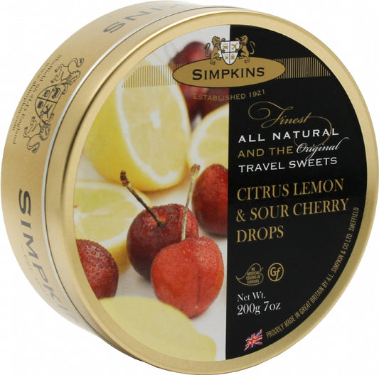 SIMPKINS Citrus Lemon & Sour Cherry Travel Sweets 200g