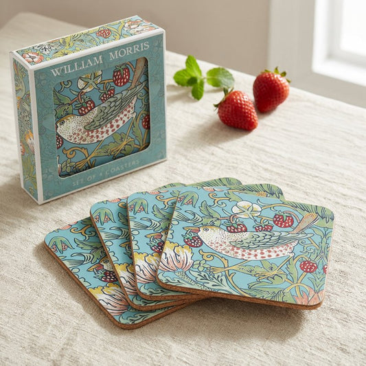 WILLIAM MORRIS STRAWBERRY THIEF COASTERS Set of 4