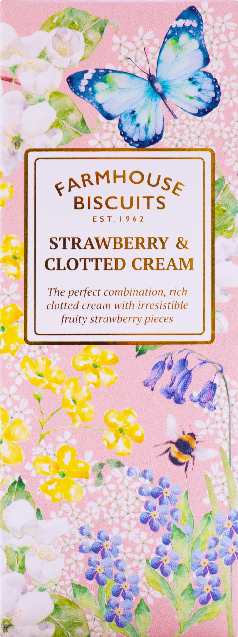 FARMHOUSE BISCUITS Strawberry & Clotted Cream Biscuits in English Garden Carton 150g