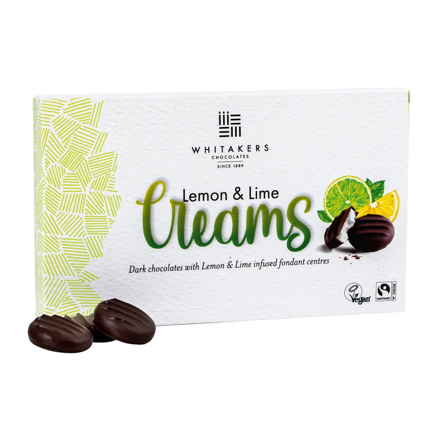 Whitakers dark chocolate covered lemon and lime fondant