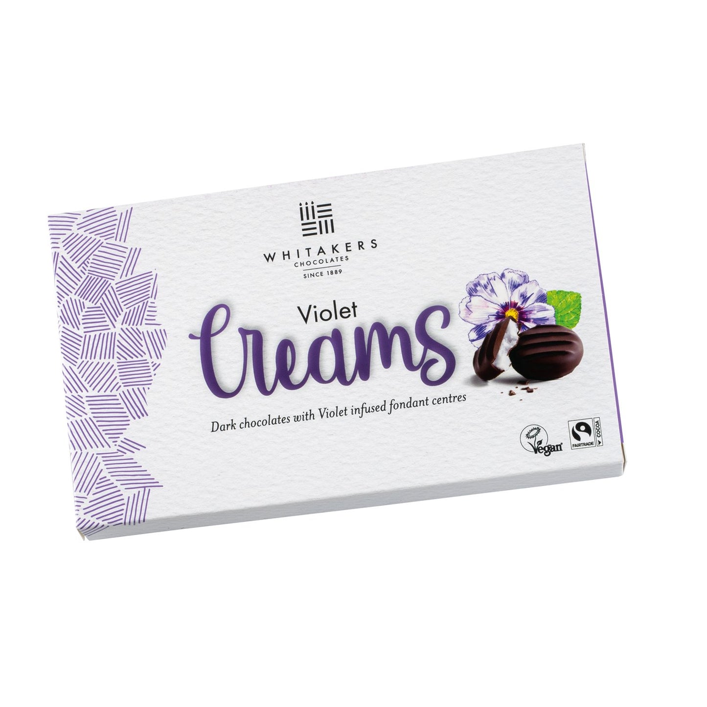 Whitakers dark chocolate covered violet fondant creams