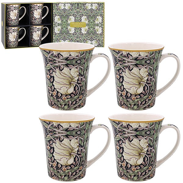 William Morris Midnight Pimpernel Mug Set of 4